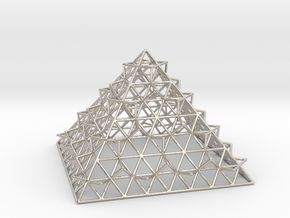 Wire Fractalised Pyramid in Rhodium Plated Brass