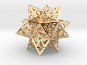 Stellated Triforce Icosahedron 1.6" in 14k Gold Plated Brass