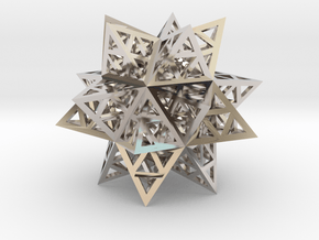 Stellated Triforce Icosahedron 1.6" in Rhodium Plated Brass