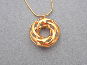 Twisted Torus Pendant in Precious Metals in 18k Gold Plated Brass