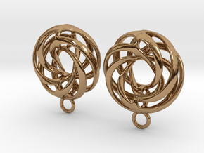 Twisted Torus - Small Earrings in Metal in Polished Brass