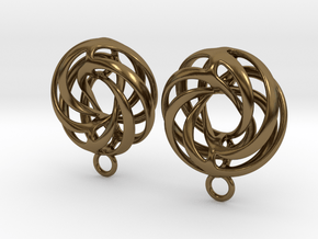 Twisted Torus - Small Earrings in Metal in Polished Bronze
