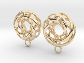 Twisted Torus - Small Earrings in Metal in 14k Gold Plated Brass