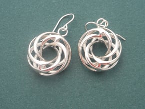 Twisted Torus - Small Earrings in Metal in Polished Silver