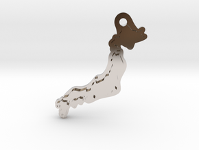 Japan Island Key Chain in Rhodium Plated Brass