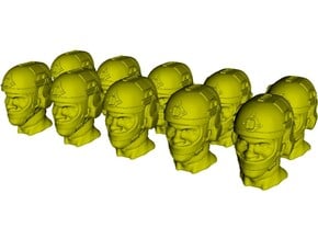 1/50 scale SOCOM operator E helmet & heads x 10 in Tan Fine Detail Plastic