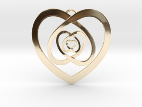 Nested Hearts Pendant 1" in 14K Yellow Gold