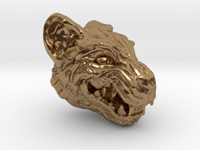 Oni-Tiger Miniature Decorative Noh Mask in Natural Brass: Small