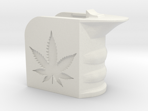 Weed/Marijuana Themed Magwell Grip in White Natural Versatile Plastic