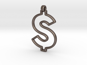 Dollar Symbol Pendant in Polished Bronzed Silver Steel