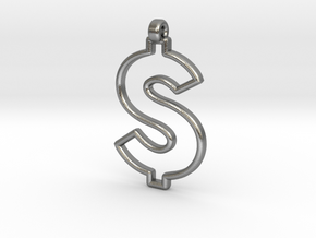 Dollar Symbol Pendant in Natural Silver