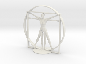 Vitruvian Robotic Woman in White Natural Versatile Plastic