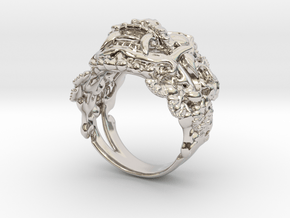 AWARD WINNING DESIGN- Balinese Barong Ring in Rhodium Plated Brass: 6 / 51.5