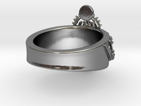 Sacred Scarab Ring in Polished Silver: 6 / 51.5