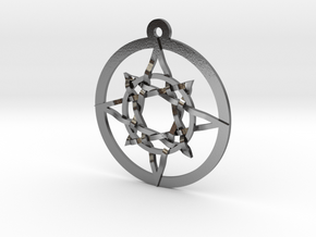 Iso 8 Pointed Star Pendant 1.2" in Polished Silver
