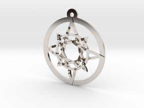 Iso 8 Pointed Star Pendant 1.2" in Rhodium Plated Brass