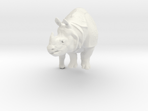 rhino statue 110mm in White Natural Versatile Plastic