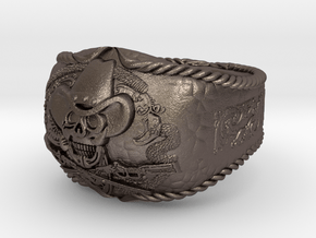 western skull ring in Polished Bronzed Silver Steel: 8 / 56.75