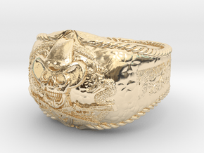 western skull ring in 14k Gold Plated Brass: 8 / 56.75