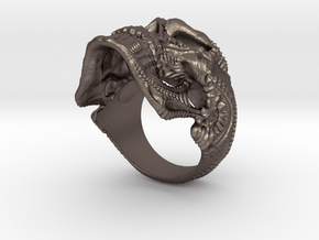 Skulls ring - GR2 in Polished Bronzed Silver Steel