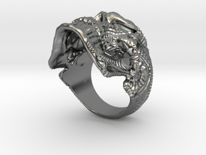 Skulls ring - GR2 in Polished Silver