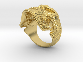 Skulls ring - GR2 in Polished Brass