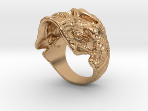 Skulls ring - GR2 in Polished Bronze
