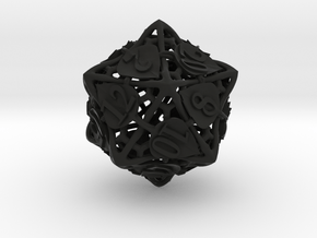 Botanical d20 Ornament in Black Premium Versatile Plastic