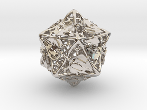 Botanical d20 Ornament in Rhodium Plated Brass