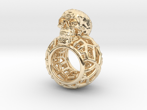 Ring-Totenkopf-wire-LR-4nut in 14k Gold Plated Brass: Small