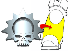 20x Halo Skull - Small Bent Insignias (5mm) in Tan Fine Detail Plastic
