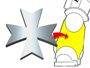 20x Maltese Cross - Small Bent Insignias (5mm) in Tan Fine Detail Plastic