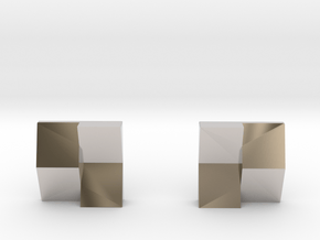 Chequered Earrings in Rhodium Plated Brass: Small