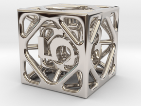 Cage d6 in Rhodium Plated Brass