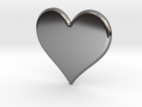 Heart Pendant(心形吊坠) in Fine Detail Polished Silver: Medium