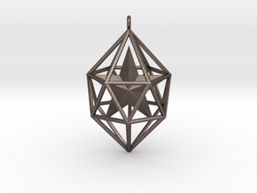 SUPER GEOMETRICAL PENDANT -50% OFF in Polished Bronzed Silver Steel