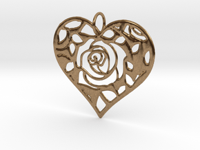 Roses heart Pendant in Natural Brass