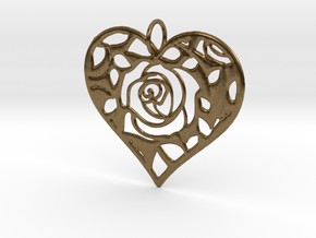 Roses heart Pendant in Natural Bronze