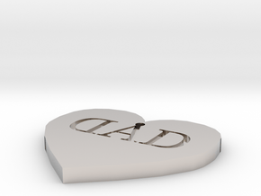 Father's Day Heart Love Dad Engraved Pendant in Platinum