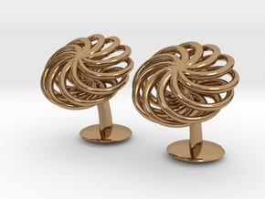 SpiralCufflinks2 in Polished Brass