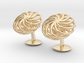 SpiralCufflinks2 in 14k Gold Plated Brass
