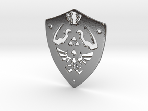 Zelda Hylian Shield Pendant in Polished Silver