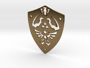Zelda Hylian Shield Pendant in Polished Bronze