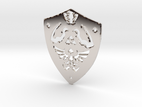 Zelda Hylian Shield Pendant in Rhodium Plated Brass