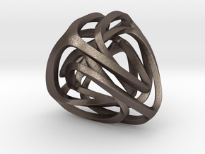 Twisted Tetrahedron (Thin) in Polished Bronzed Silver Steel: Small
