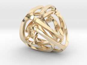Twisted Tetrahedron (Thin) in 14k Gold Plated Brass: Small