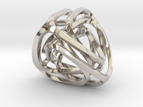 Twisted Tetrahedron (Thin) in Rhodium Plated Brass: Small