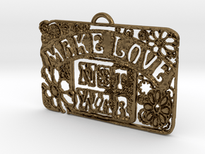 Make Love Not War Pendant in Natural Bronze