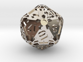 Large Premier d20 in Rhodium Plated Brass