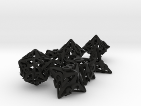 Pinwheel Dice Set with Decader in Black Premium Versatile Plastic